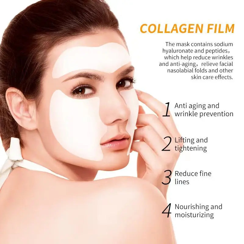 Papel de película de colágeno Soluble, mascarilla Facial completa, tela antienvejecimiento, relleno de colágeno reafirmante, cuidado Facial, 3/4 Uds.